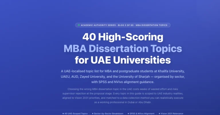 40 High-Scoring MBA Dissertation Topics for UAE Universities (2026) featured image