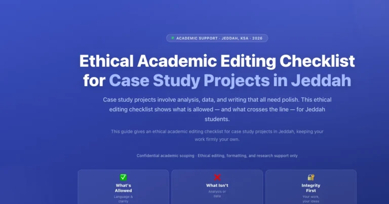 Ethical academic editing checklist for case study projects in Jeddah, Saudi Arabia featured image