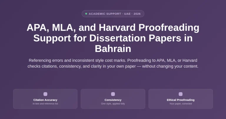 APA, MLA, and Harvard proofreading support for dissertation papers in Bahrain featured image