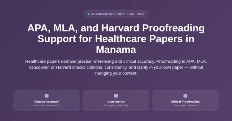 APA, MLA, and Harvard proofreading support for healthcare papers in Manama, Bahrain featured image