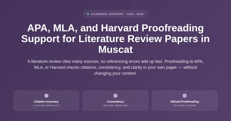 APA, MLA, and Harvard proofreading support for literature review papers in Muscat, Oman featured image