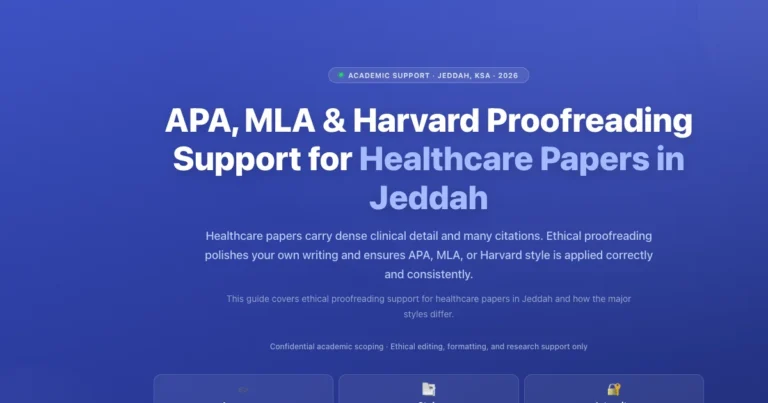 APA, MLA, and Harvard proofreading support for healthcare papers in Jeddah, Saudi Arabia featured image