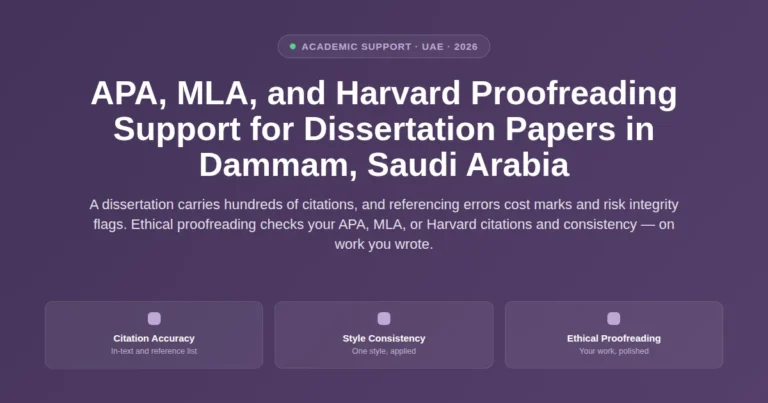 APA, MLA, and Harvard proofreading for dissertations in Dammam, Saudi Arabia featured image