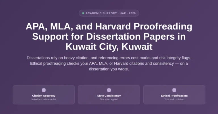 APA, MLA, and Harvard proofreading for dissertations in Kuwait City, Kuwait featured image