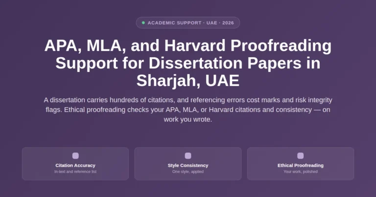 APA, MLA, and Harvard proofreading support for dissertation papers in Sharjah, UAE featured image