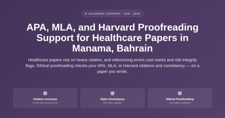 APA, MLA, and Harvard proofreading support for healthcare papers in Manama, Bahrain featured image