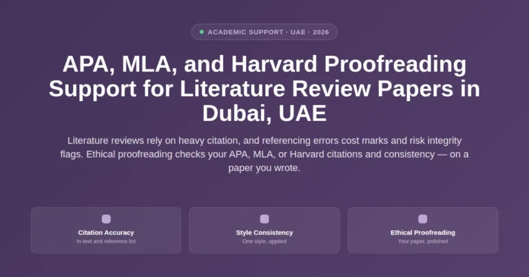 APA, MLA, and Harvard proofreading support for literature review papers in Dubai, UAE featured image