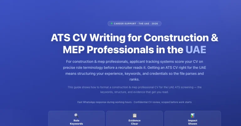 ATS CV Writing for Construction & MEP Professionals in the UAE featured image