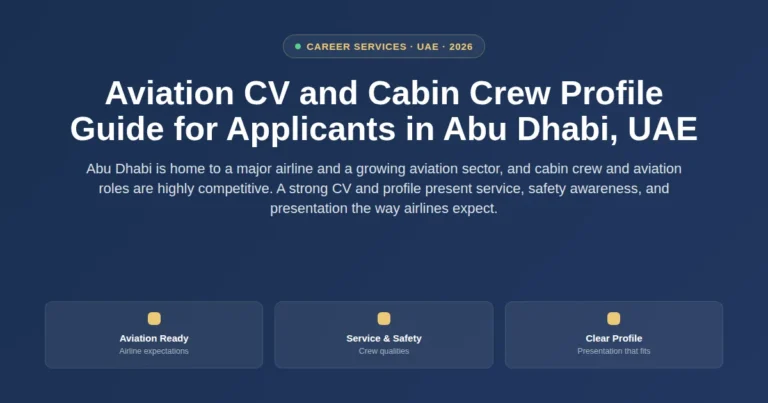 Aviation CV and cabin crew profile guide for applicants in Abu Dhabi, UAE featured image