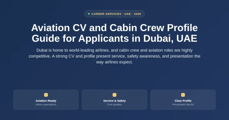 Aviation CV and cabin crew profile guide for applicants in Dubai, UAE featured image
