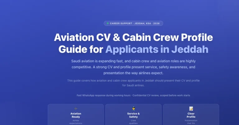 Aviation CV and cabin crew profile guide for applicants in Jeddah, Saudi Arabia featured image