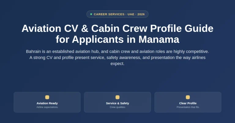 Aviation CV and cabin crew profile guide for applicants in Manama, Bahrain featured image