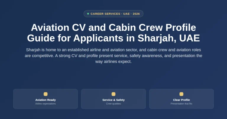 Aviation CV and cabin crew profile guide for applicants in Sharjah, UAE featured image