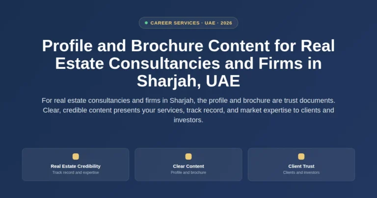 Profile and brochure content for real estate clinics and consultants in Sharjah, UAE featured image