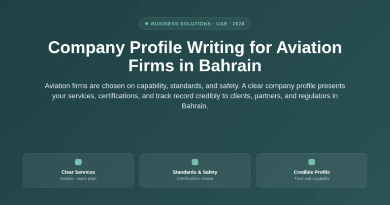 Company profile writing for aviation firms in Bahrain featured image