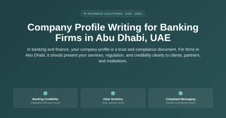 Company profile writing for banking firms in Abu Dhabi, UAE featured image