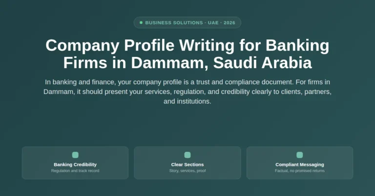 Company profile writing for banking firms in Dammam, Saudi Arabia featured image