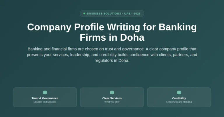 Company profile writing for banking firms in Doha, Qatar featured image