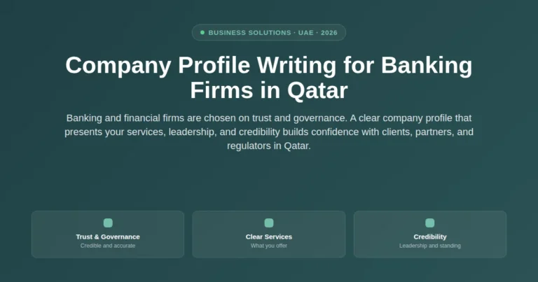 Company profile writing for banking firms in Qatar featured image