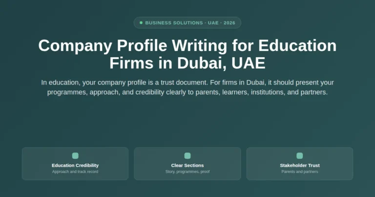 Company profile writing for education firms in Dubai, UAE featured image