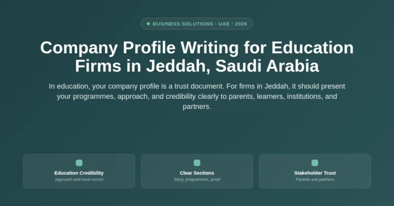 Company profile writing for education firms in Jeddah, Saudi Arabia featured image
