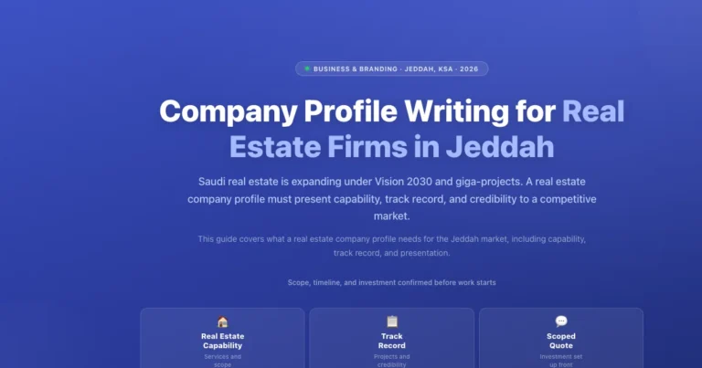Company profile writing for real estate firms in Jeddah, Saudi Arabia featured image