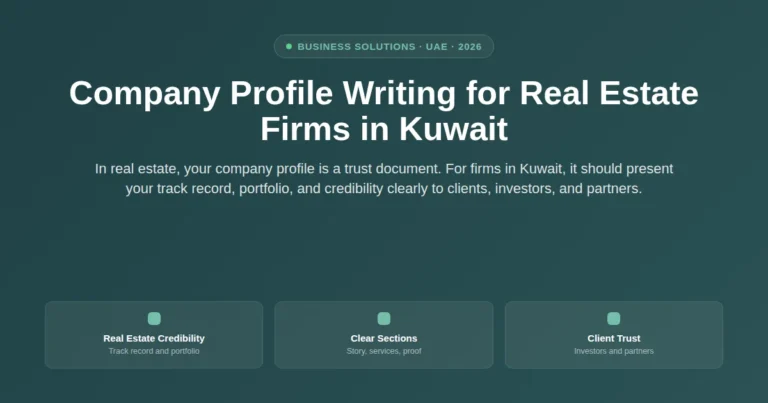 Company profile writing for real estate firms in Kuwait featured image