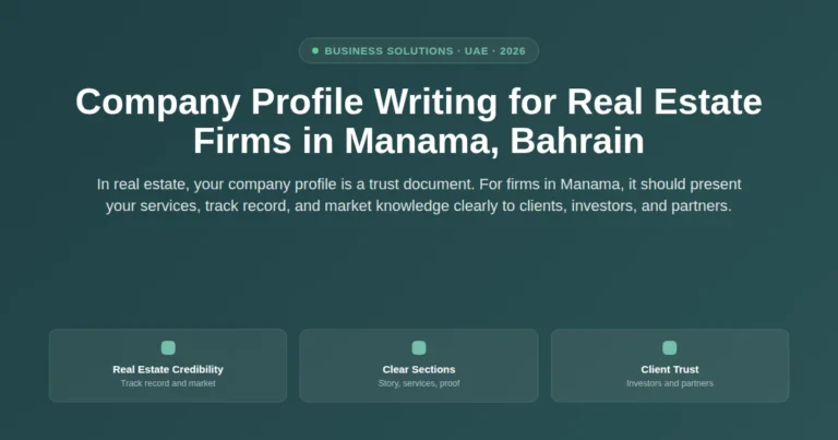 Company profile writing for real estate firms in Manama, Bahrain featured image