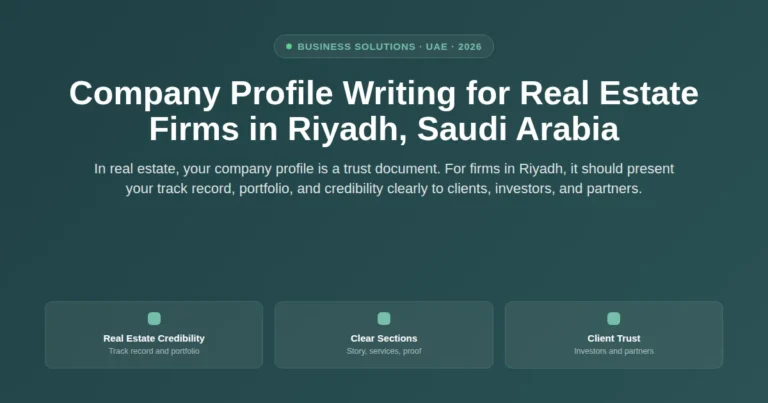 Company profile writing for real estate firms in Riyadh, Saudi Arabia featured image