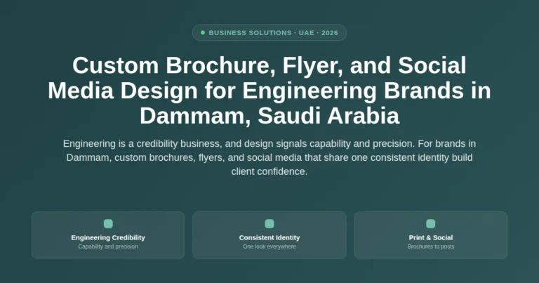 Custom brochure, flyer, and social media design for engineering brands in Dammam, Saudi Arabia featured image