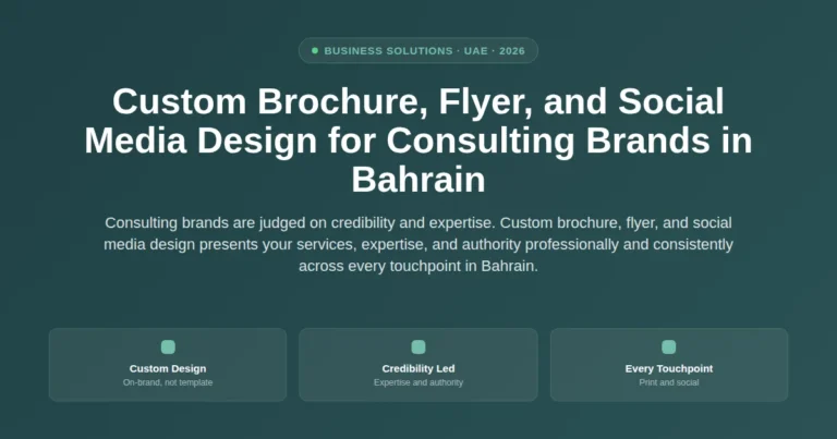 Custom brochure, flyer, and social media design for consulting brands in Bahrain featured image