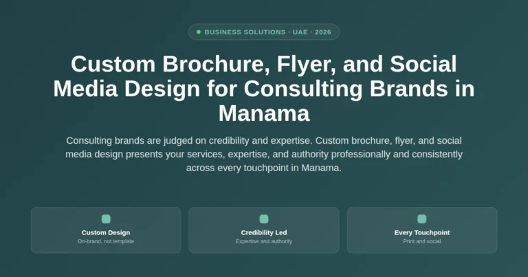 Custom brochure, flyer, and social media design for consulting brands in Manama, Bahrain featured image