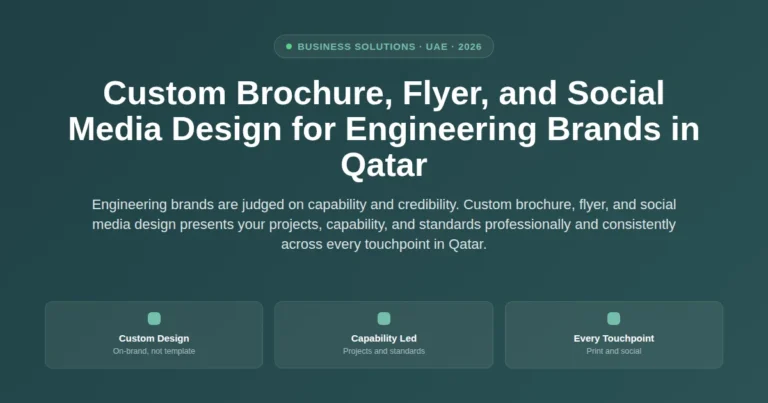 Custom brochure, flyer, and social media design for engineering brands in Qatar featured image
