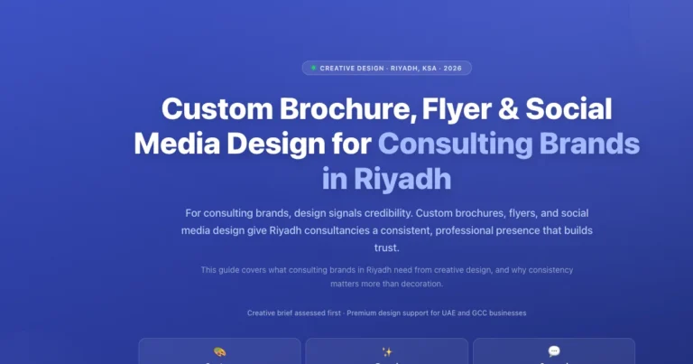 Custom brochure, flyer, and social media design for consulting brands in Riyadh, Saudi Arabia featured image