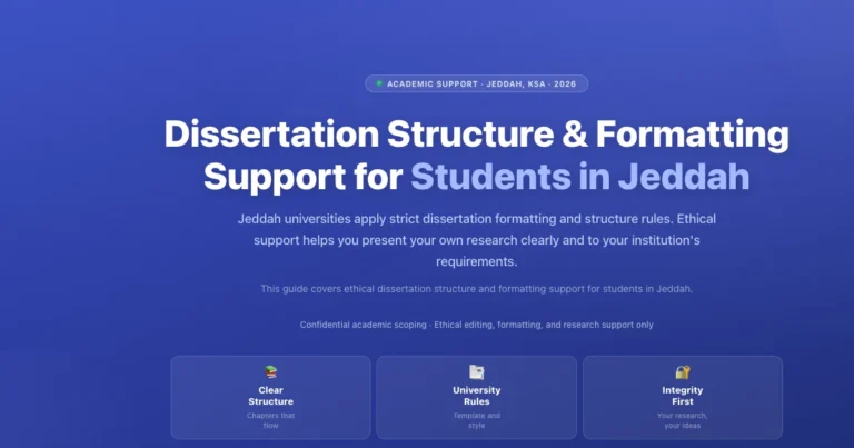 Dissertation structure and formatting support for dissertation students in Jeddah, Saudi Arabia featured image