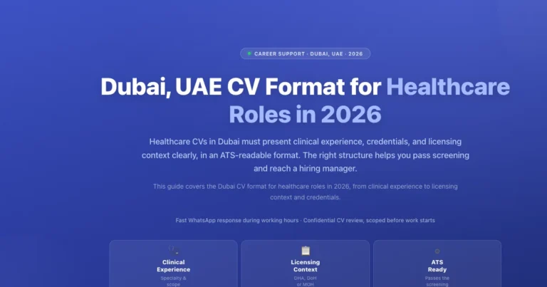 Dubai, UAE CV format for healthcare roles in 2026 featured image