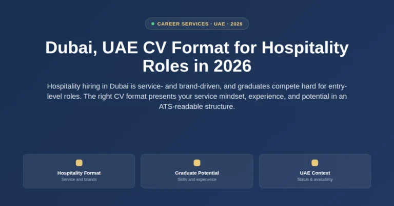 Dubai, UAE CV format for fresh graduates in hospitality in 2026 featured image