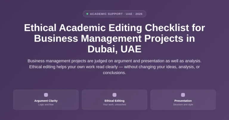 Ethical academic editing checklist for business management projects in Dubai, UAE featured image