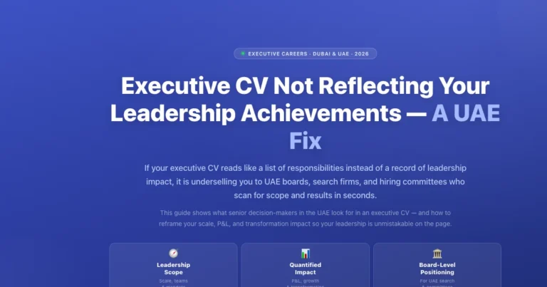 Executive CV Not Reflecting Your Leadership Achievements — A UAE Fix featured image