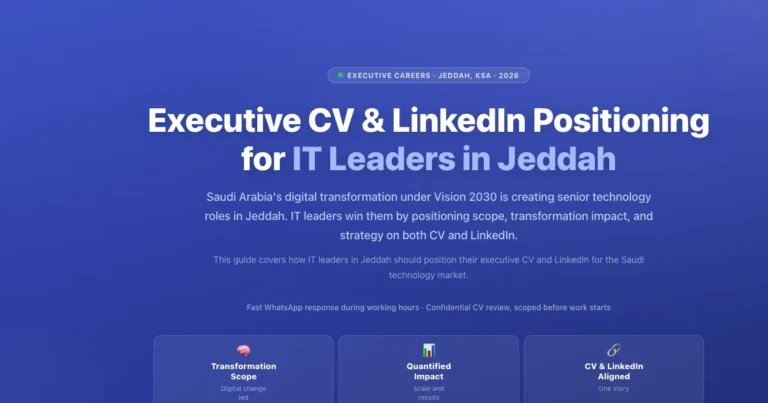 Executive CV and LinkedIn positioning for IT leaders in Jeddah, Saudi Arabia featured image