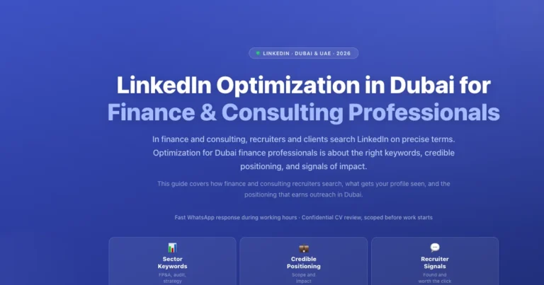 LinkedIn Optimization in Dubai for Finance & Consulting Professionals featured image