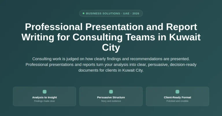 Professional presentation and report writing for consulting teams in Kuwait City, Kuwait featured image