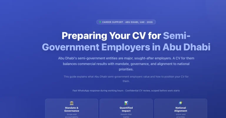 Preparing your CV for semi-government employers in Abu Dhabi, UAE featured image