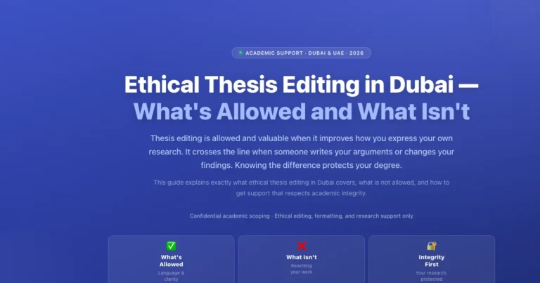 Ethical Thesis Editing in Dubai — What’s Allowed and What Isn’t featured image