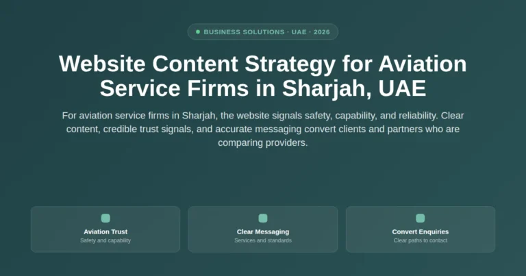 Website content strategy for aviation service firms in Sharjah, UAE featured image