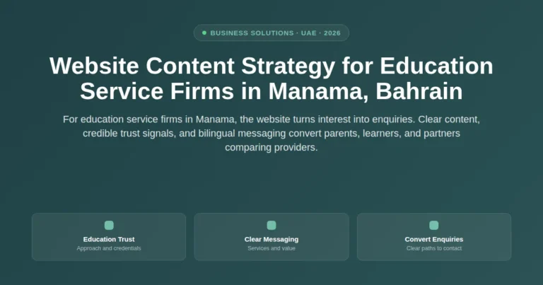 Website content strategy for education service firms in Manama, Bahrain featured image