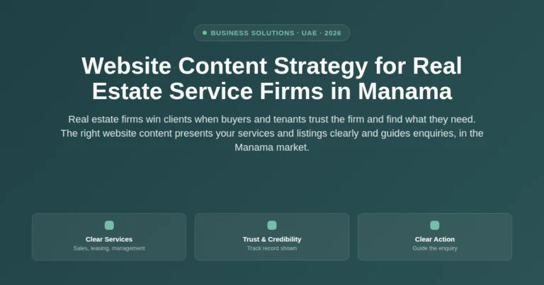 Website content strategy for real estate service firms in Manama, Bahrain featured image