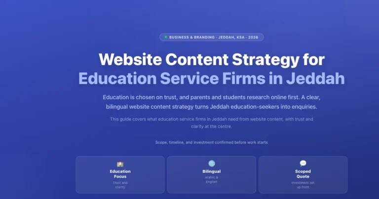 Website content strategy for education service firms in Jeddah, Saudi Arabia featured image