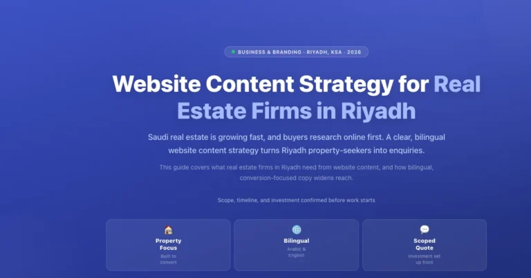 Website content strategy for real estate service firms in Riyadh, Saudi Arabia featured image